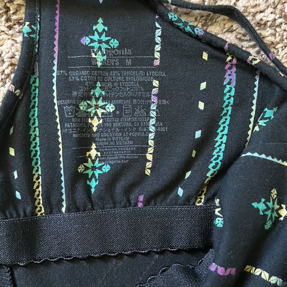 PATAGONIA Spright Dress, Women’s Medium, Black w/ Multicolor Print - Picture 5 of 8